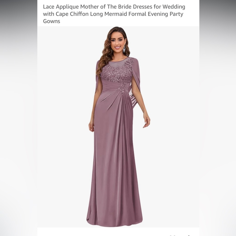 Elegant Lace Applique Mother of the Bride Gown in Mauve